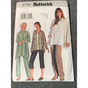 Butterick 3759 Sewing Pattern Shirt & Pants Women's Sizes 12 14 16 - uncut